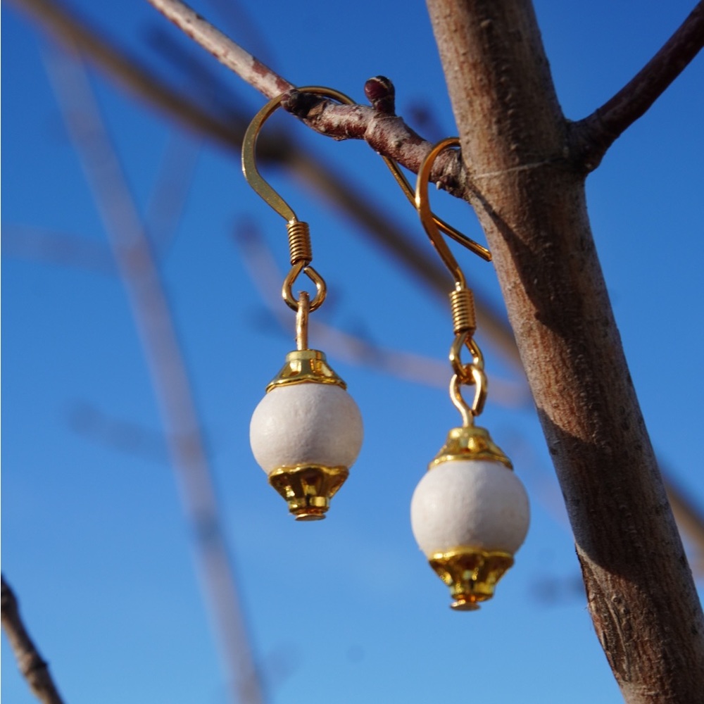 Handmade Wooden Bead Minimalist Earrings